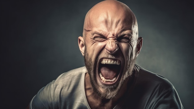 Un homme avec une barbe qui crie