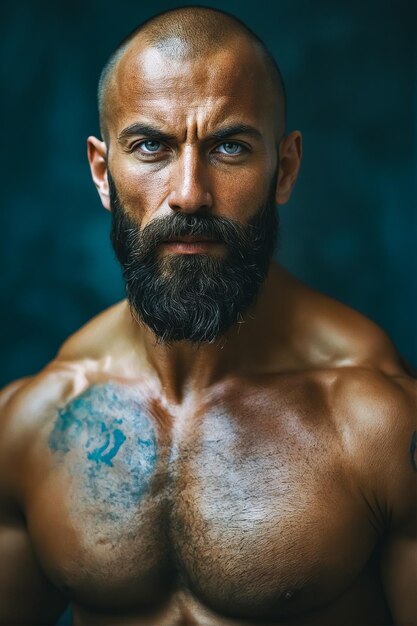 Photo un homme avec une barbe et des tatouages