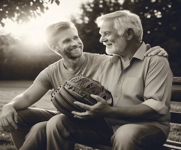 un homme avec une barbe tient un baseball dans ses mains