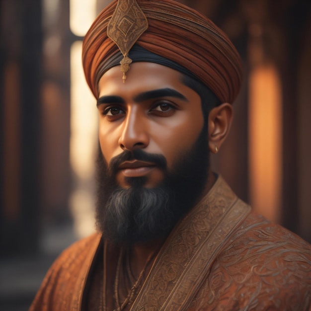 Un homme avec une barbe et un turban