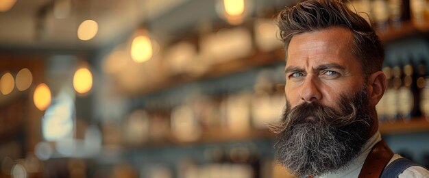 Un homme à la barbe et à la veste