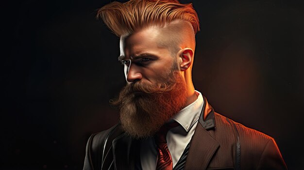 Homme de barbier professionnel avec coiffure et barbe