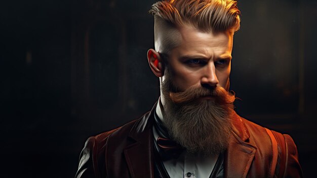 Homme de barbier professionnel avec coiffure et barbe