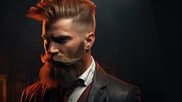 Homme de barbier professionnel avec coiffure et barbe