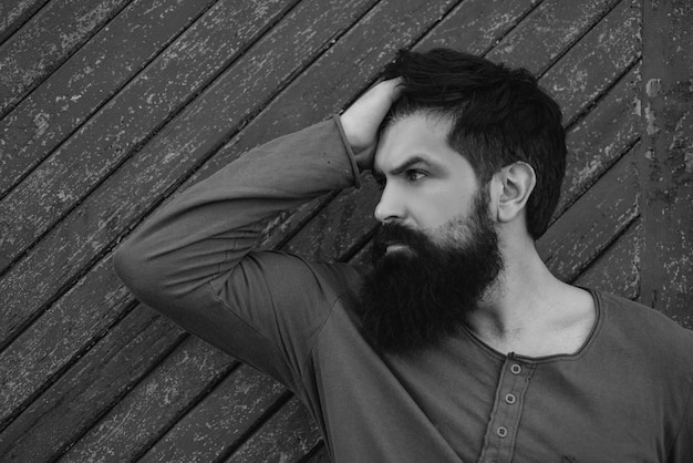 Homme barbu avec barbe barbu barbier gay concept moustache hommes