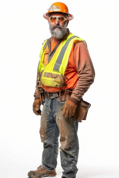 Un homme barbu portant un gilet de sécurité