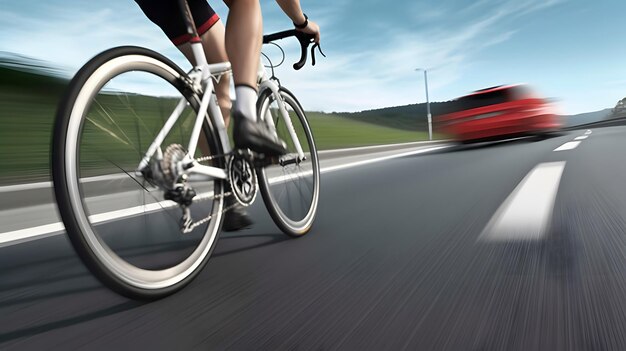 Photo un homme en bonne santé à vélo sur la route