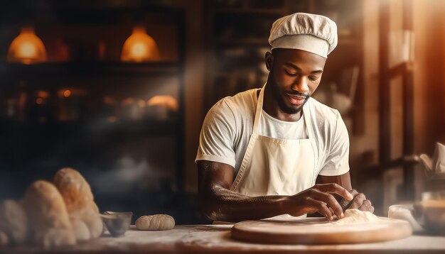 Homme boulanger qui fait du pain mois de l'histoire noire