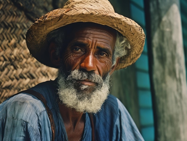 Homme brésilien du début des années 1900, vieille photo colorée