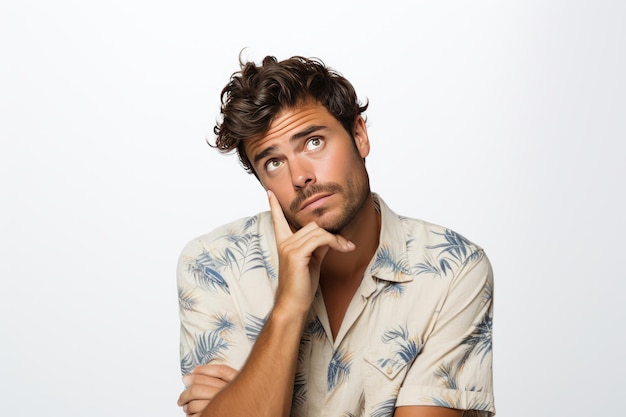 Photo l'homme brune désintéressé le portrait de l'ennui et de l'indifférence