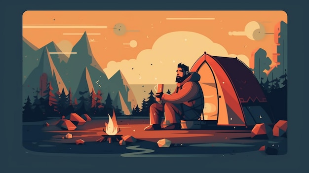 Photo un homme en camping