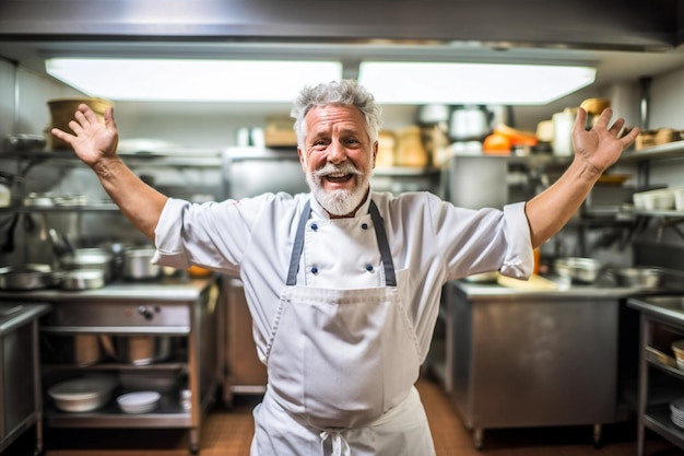 Homme caucasien portrait d'affaires tablier cuisine chef de cuisine nourriture debout service de restaurant IA générative