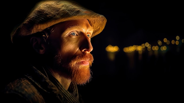 Photo un homme avec un chapeau et un chapeau regarde la caméra.