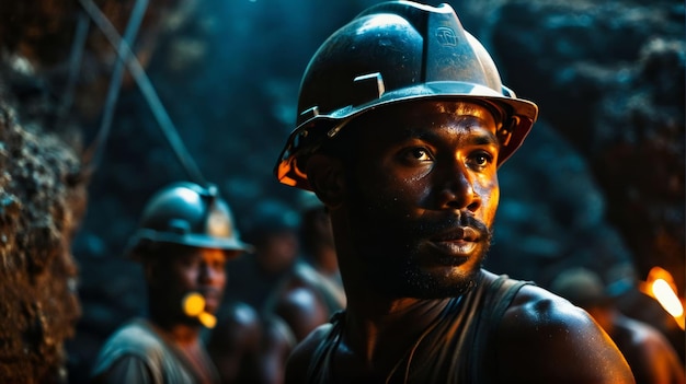 Photo un homme avec un chapeau dur dans une grotte