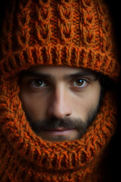 Photo un homme en chapeau de laine pénètre dans le salon sombre.