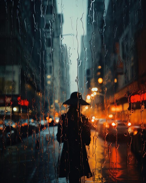 un homme avec un chapeau marche sous la pluie