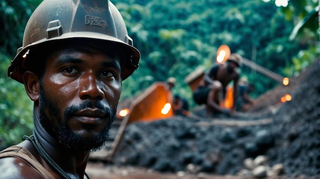 Photo un homme avec un chapeau de protection se tient devant la forêt