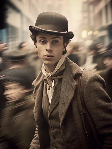 un homme avec un chapeau sur la tête porte un chapeaux.