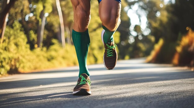 L'homme en chaussettes de compression vertes pour le bien-être cardiovasculaire AI générative