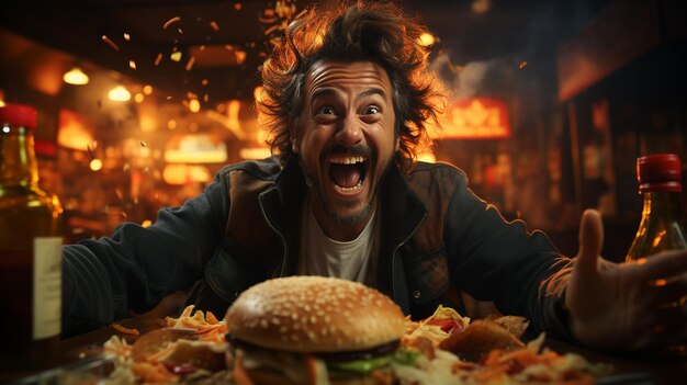 Photo homme avec un cheeseburger