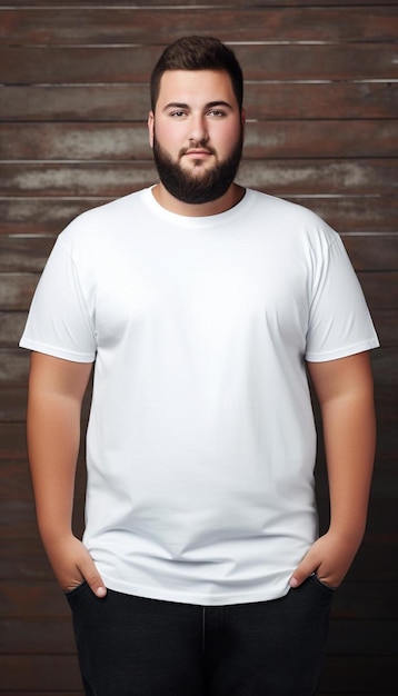 un homme en chemise blanche avec une barbe et une moustache portant une chemise blanque.