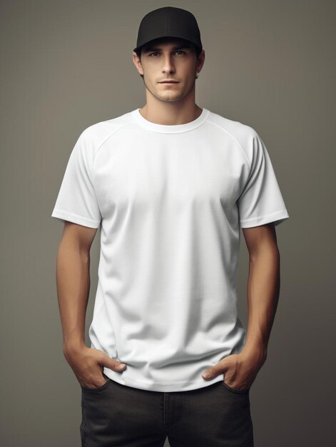 un homme en chemise blanche avec une chemise blanque qui dit " t-shirt ".