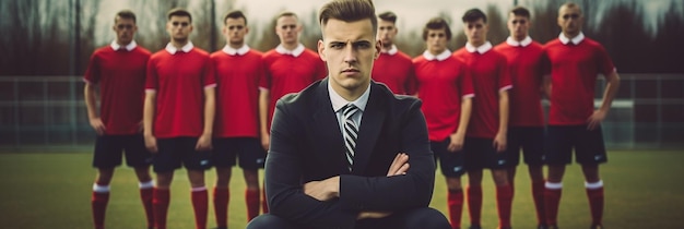 un homme avec une chemise qui dit " équipe de football "