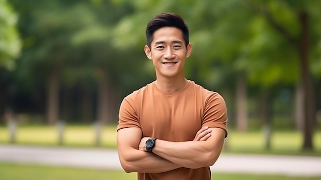 un homme avec une chemise qui dit qu'il sourit