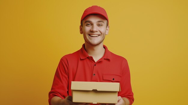 L'homme à la chemise rouge tenant la boîte IA générative