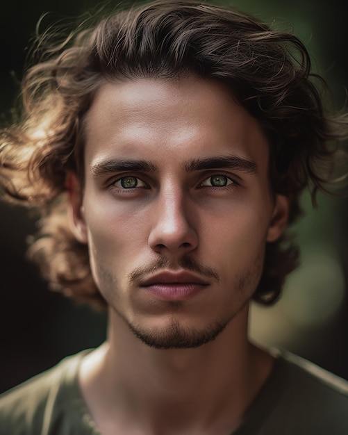 Un homme avec une chemise verte et une chemise verte regarde la caméra.