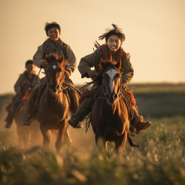 Photo un homme à cheval avec un cow-boy sur le dos