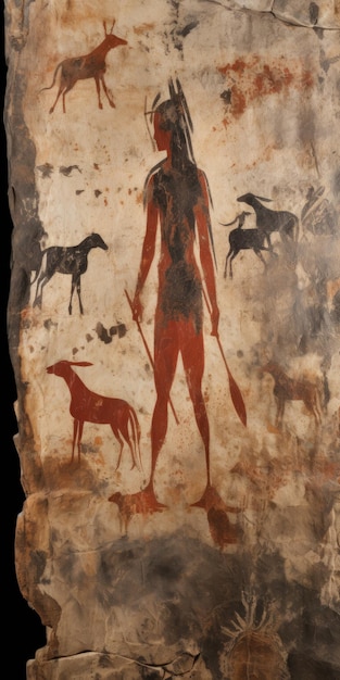 L'homme et le chien néolithiques peignent des scènes de chasse réalistes
