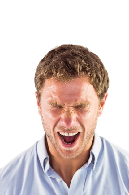 Photo homme en colère, criant vers la caméra