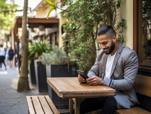 homme de Colombie utilisant un smartphone pour la communication en ligne