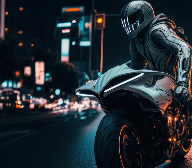 Un homme conduisant une moto avec un casque