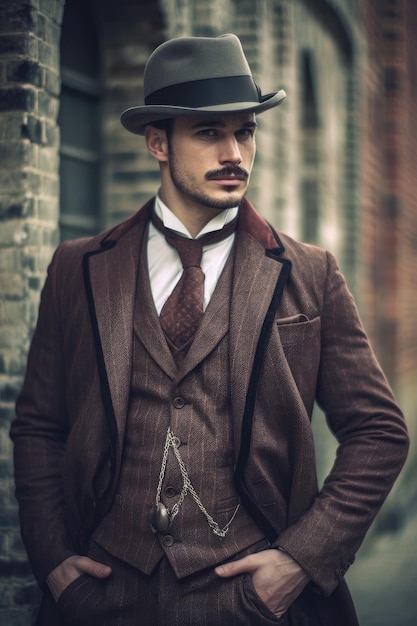 Un homme en costume et chapeau