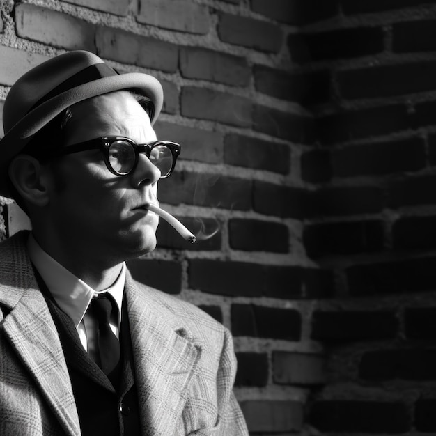 Photo un homme en costume-cravate fumant une cigarette image ai générative