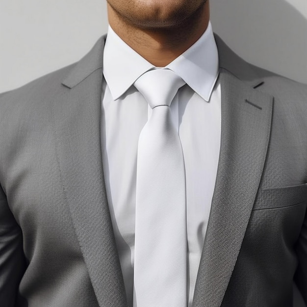Photo un homme en costume gris avec une chemise blanche et une cravate.