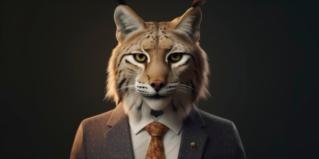 Un homme en costume avec un lynx dessus