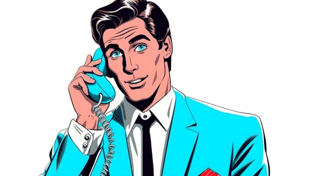 Un homme en costume parlant au téléphone tout en tenant un dossier rouge génératif ai