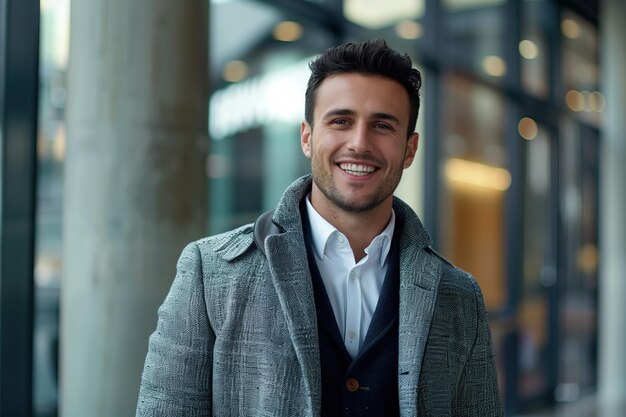 Photo un homme en costume souriant pour l'homme d'affaires de la caméra