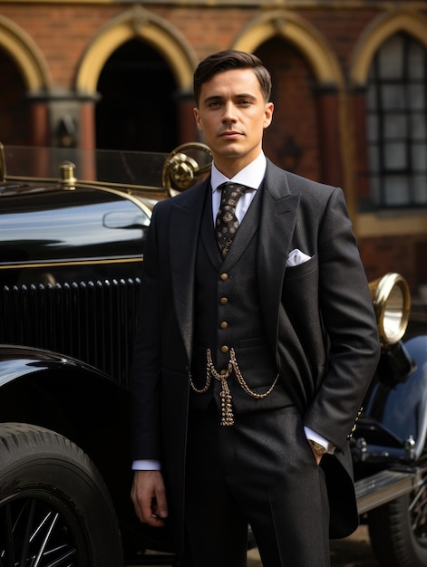 Homme En Costume De Style Gang Peaky Blinders à L'ancienne Rétro