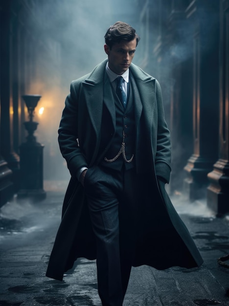 Homme En Costume De Style Gang Peaky Blinders à L'ancienne Rétro