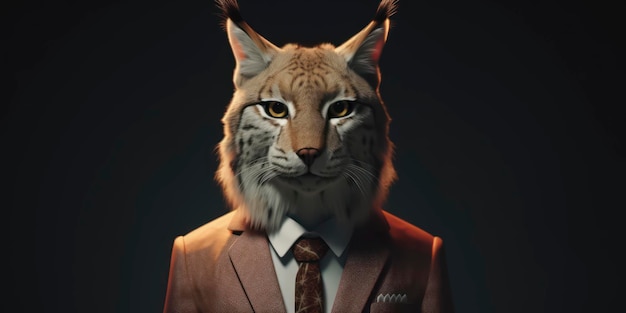 Un homme en costume avec une tête de lynx.