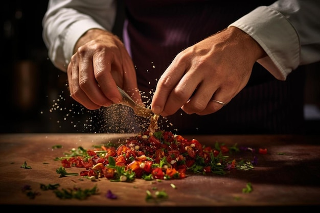 un homme coupe des légumes avec un couteau.