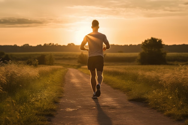 Photo l'homme coureur aime courir à l'extérieur avec un bel été