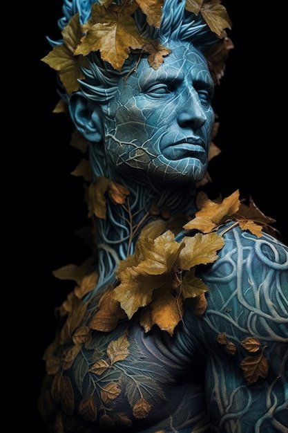 Un homme avec une couronne faite de feuilles