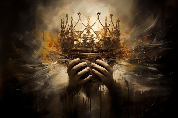 Un homme avec une couronne sur la tête est couvert d'une couronne.