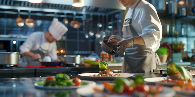 Photo homme cuisinant dans la cuisine ia générative