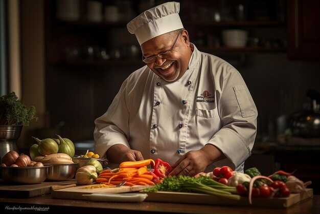 L'homme cuisine dans la cuisine